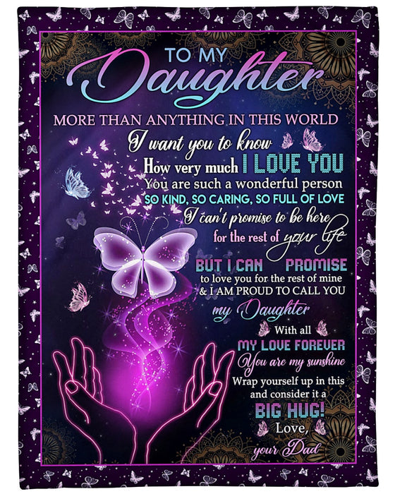 Personalized Blanket To My Daughter From Dad Butterfly Print Mandala Design Star Night Background Custom Name