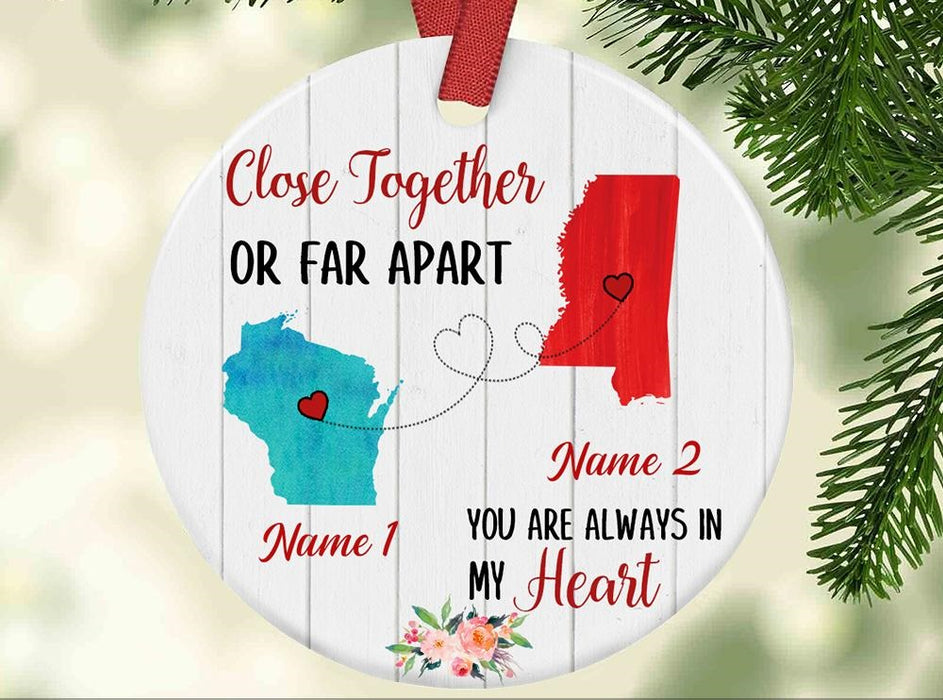 Personalized Ornament Long Distance Gifts For Friends Florals You Are Always In My Heart Custom Name Xmas Tree Hanging