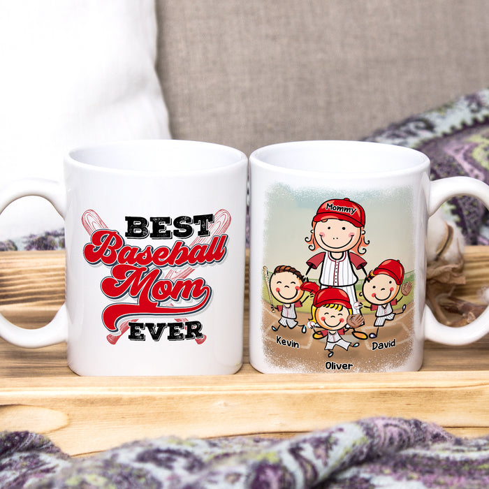 Personalized Ceramic Coffee Mug For Baseball Lovers Best Baseball Mom Ever Cute Kid Print Custom Name 11 15oz Cup