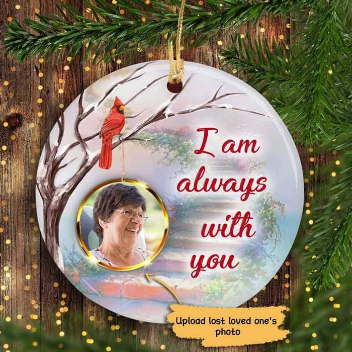 Personalized Memorial Ornament For Lost Loved In Heaven Cardinal Bird Always With You Custom Photo Bereavement Gifts
