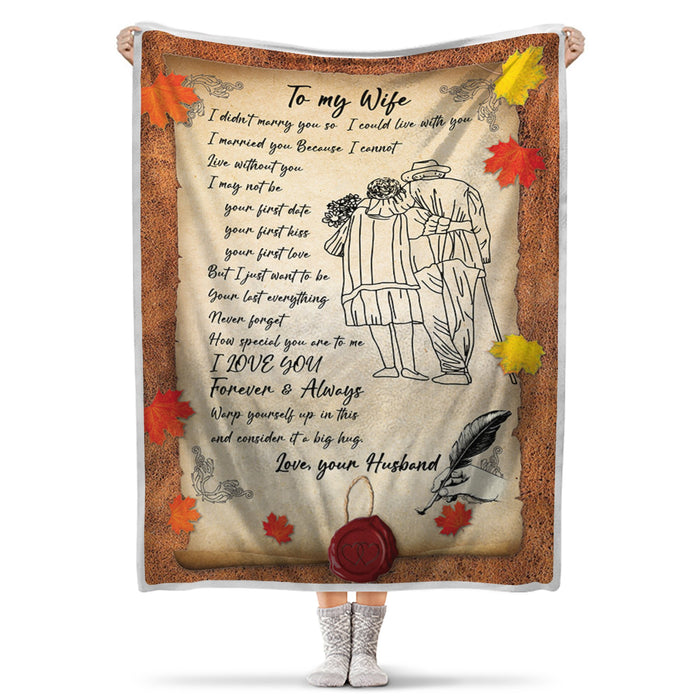 Personalized To My Wife Blanket From Husband Never Forget How Special You Are To Me Old Couple Printed Rustic Design