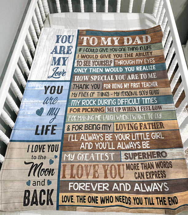 Personalized To My Dad Blanket From Son Daughter If I Could Give You One Thing In Life Wooden Background Premium Blanket