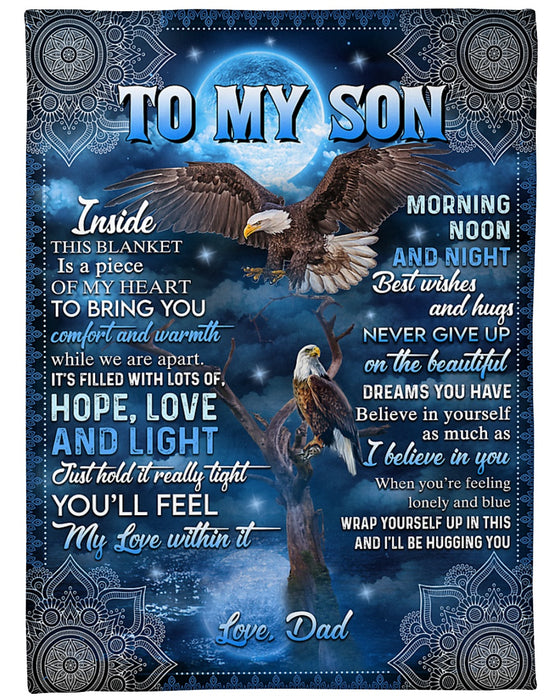 Personalized To My Son Blanket Gifts From Mom Dad Mandala Eagle Lots Of Hope Love & Light Custom Name For Birthday Xmas