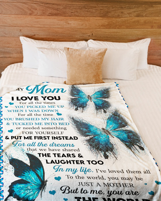 Personalized Blanket To My Mom From Daughter Tear & Laughter Beautiful Butterfly Printed Vintage Style Custom Name