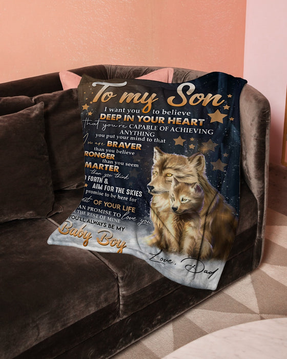 Personalized To My Son Blanket From Mom Dad Custom Name Lion You're Capable Of Achieving Gifts For Birthday Christmas