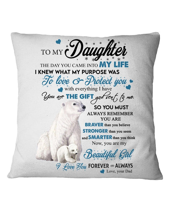 Personalized To My Daughter Square Pillow Polar Bear The Day You Came Into My Life Custom Name Sofa Cushion Xmas Gifts