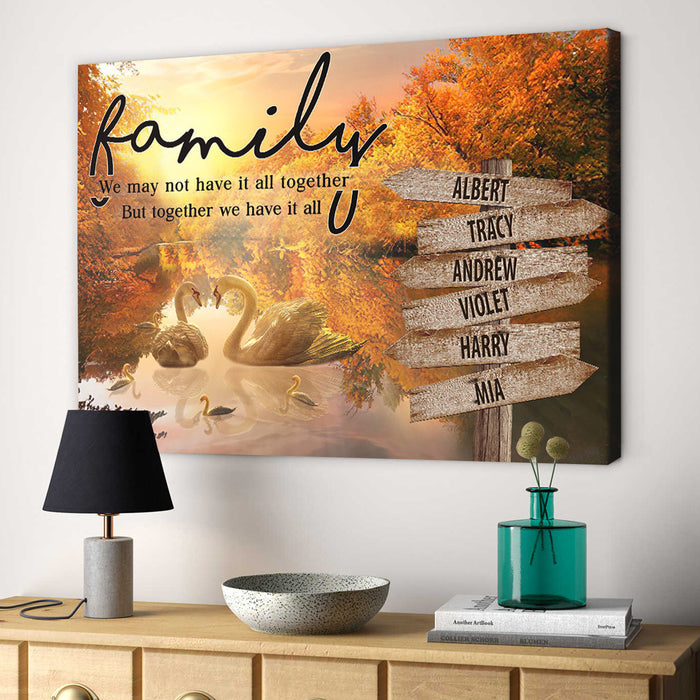 Personalized Wall Art Canvas For Family Sunset On Autumn Lake Street Sign Poster Print Custom Multi Name