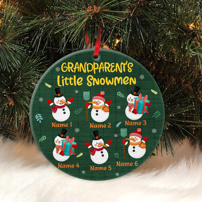 Personalized Ornament For Grandma From Grandchildren Grandparent's Little Snowman Wooden Custom Name Gifts For Christmas