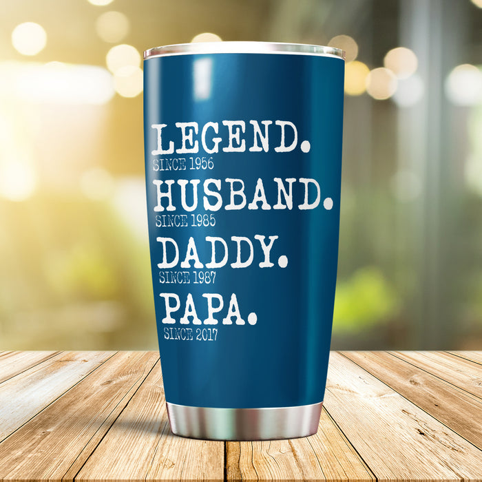 Personalized Tumbler For Grandpa From Grandkids Legend Husband Daddy Papa Since Year Custom Name Travel Cup Xmas Gifts