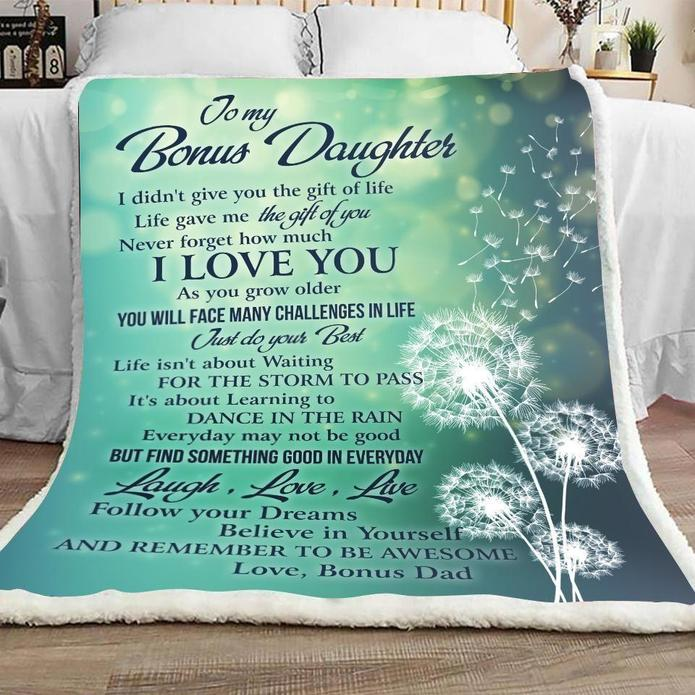 Personalized To My Stepdaughter Blanket From Step Mom Dad Remember To Be Awesome Dandelion Custom Name Christmas Gifts