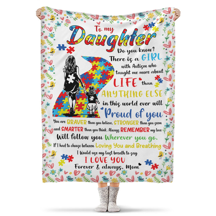 Personalized To My Daughter Blanket From Mom Autism Walk Watercolor Blanket You Are Braver Than You Believe
