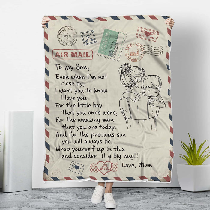 Personalized To My Son From Mom Letters Fleece Sherpa Blanket I Want You Know I Love You Airmail Themed Blanket