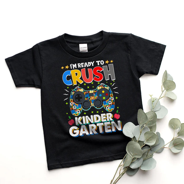 Personalized T-Shirt For Kid Ready To Crush Kindergarten Gaming Console Print Custom Name Back To School Outfit