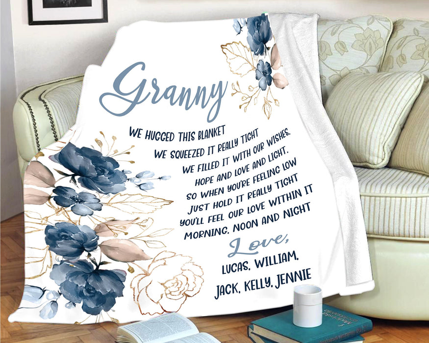 Personalized To My Grandma Blanket From Grandkids Just Hold Really Tight Florals Custom Name Gifts For Christmas