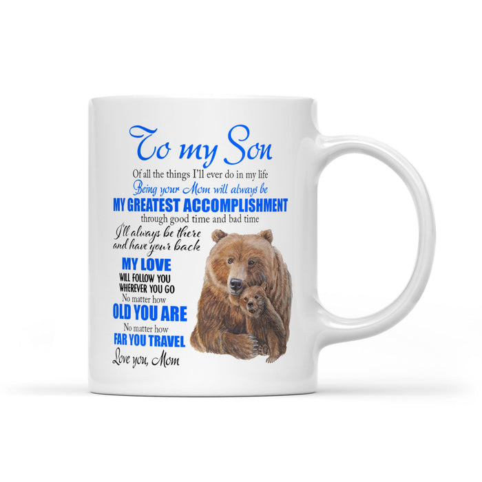 Personalized To My Son Coffee Mug From Mom Dad No Matter How Old You Are Bear Custom Name White Cup Gifts For Birthday