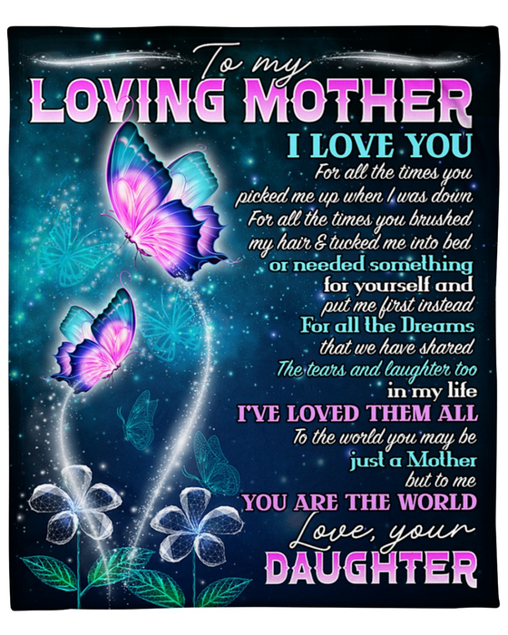 Personalized To My Loving Mother From Daughter I Love You Butterfly Printed Galaxy Background Custom Name