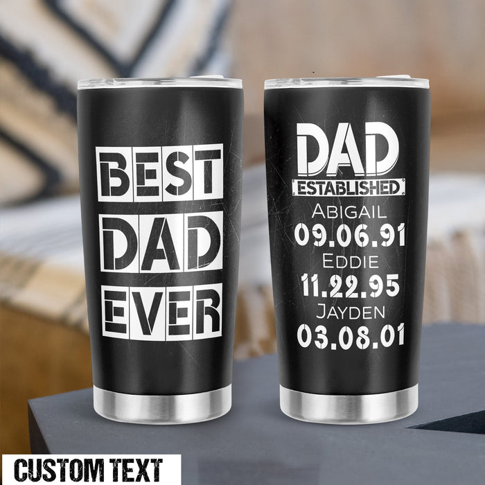 Personalized To My Daddy Tumbler From Son Daughter Black Dad Established Custom Name 20oz Travel Cup Gifts For Birthday
