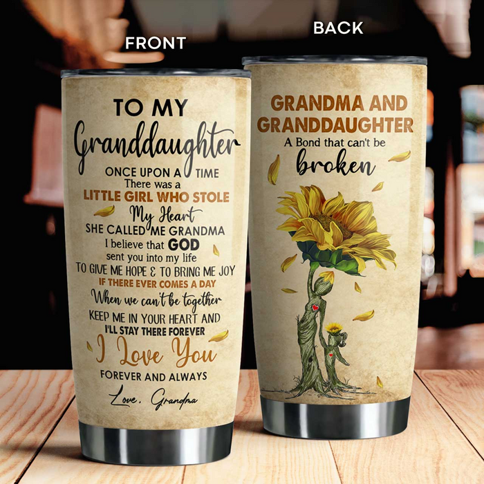Personalized Tumbler To Granddaughter Gifts From Grandma I Believe God Sent You To My Life Custom Name Travel Cup 20oz