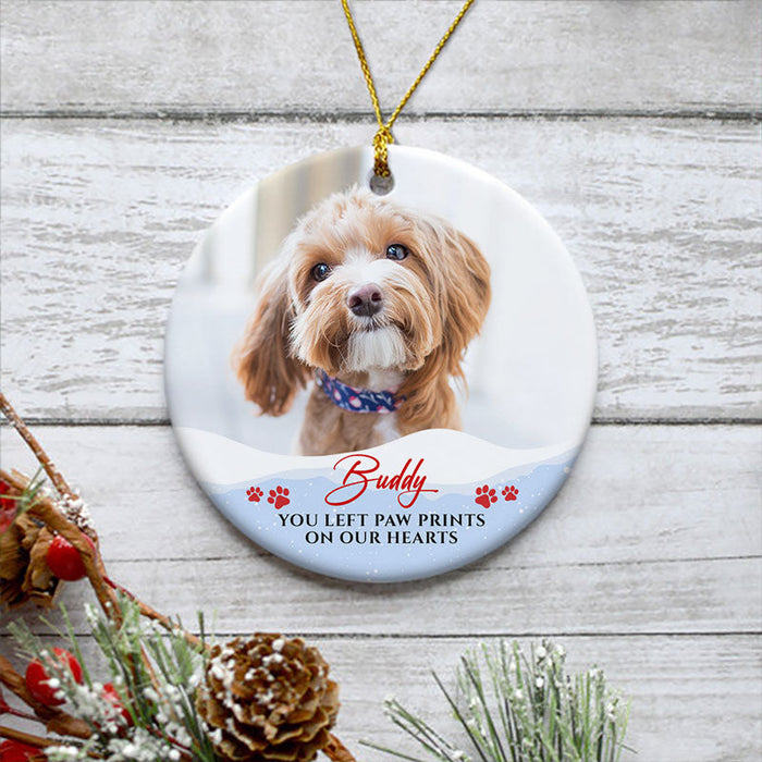 Personalized Memorial Ornament For Pet Loss You Left Pawprints On Hearts Custom Name Photo Tree Hanging Sympathy Gifts