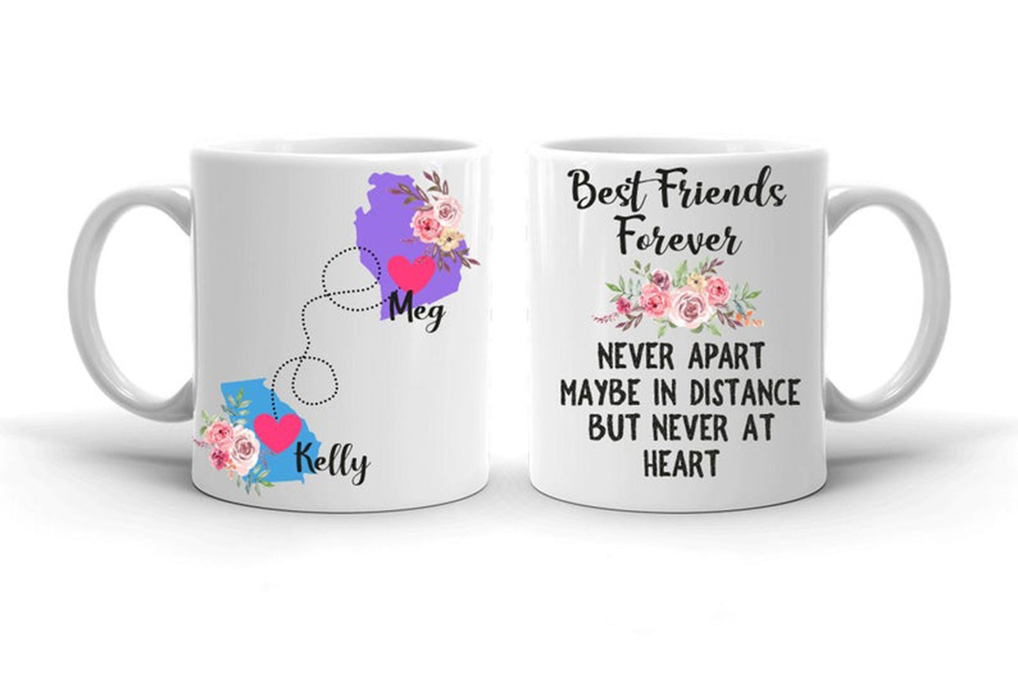 Personalized Coffee Mug For Best Friend Sisters Bff Long Distance Custom Name White Cup Long Distance Relationship Gifts
