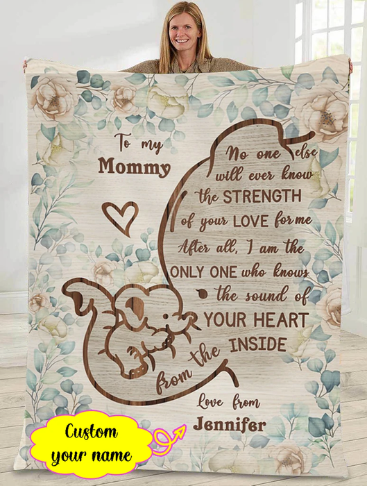 Personalized Rustic Floral Blanket To My Mommy Pretty Elephant Hugged Blanket For Mothers Day Custom Name