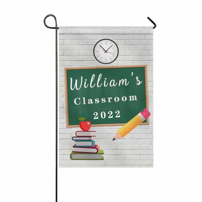 Personalized Back To School Flag Gifts For Teacher Board Apple Classroom 2022 Custom Name Door Entry Sign Flag