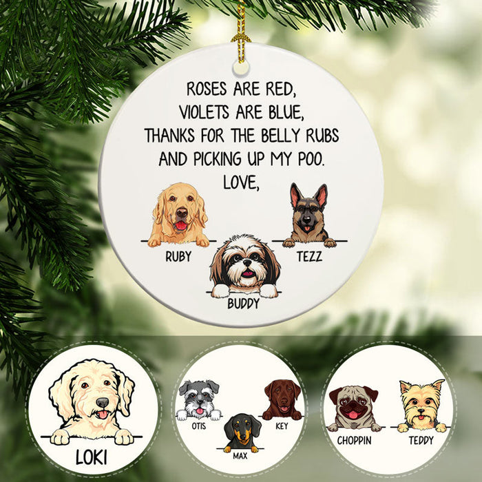 Personalized Ornament For Dog Lovers Thanks For The Belly Rubs Naughty Pets Custom Name Tree Hanging Gifts For Christmas