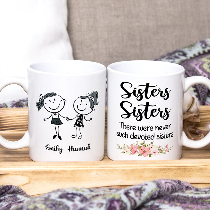 Personalized Ceramic Coffee Mug For Bestie Never Such Devoted Sisters Cute Girls Print Custom Name 11 15oz Cup
