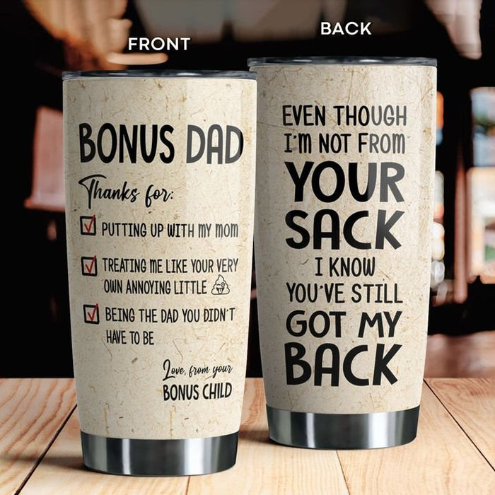 Personalized Tumbler Gifts For Bonus Dad Being The Dad You Did Not Have To Be Custom Name Travel Cup For Christmas