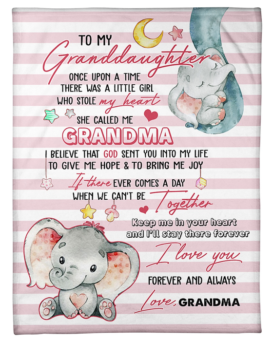 Personalized To My Granddaughter Blanket From Grandparents Keep Me In Your Heart Cute Elephant Baby  Custom Name