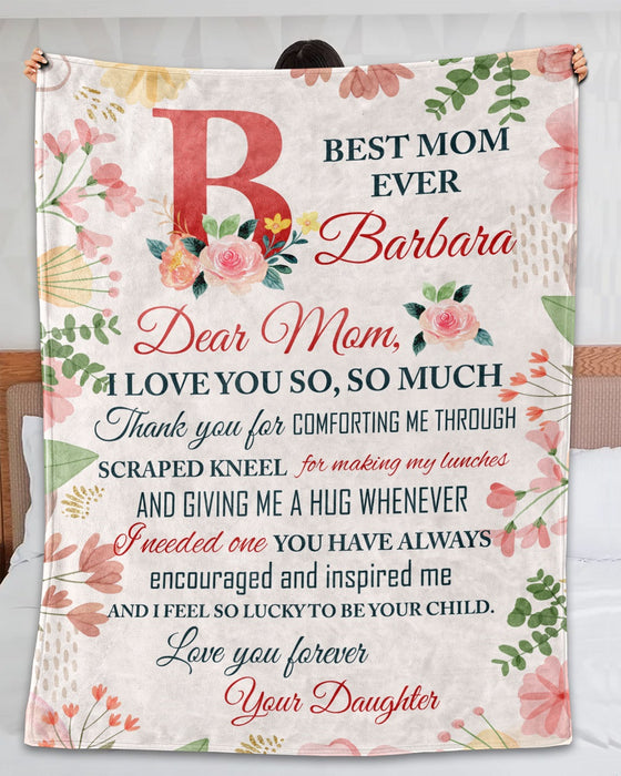 Personalized Blanket For Mother'S Day Dear Mom I Feel So Lucky To Be Your Child Colorful Flower Printed Custom Name