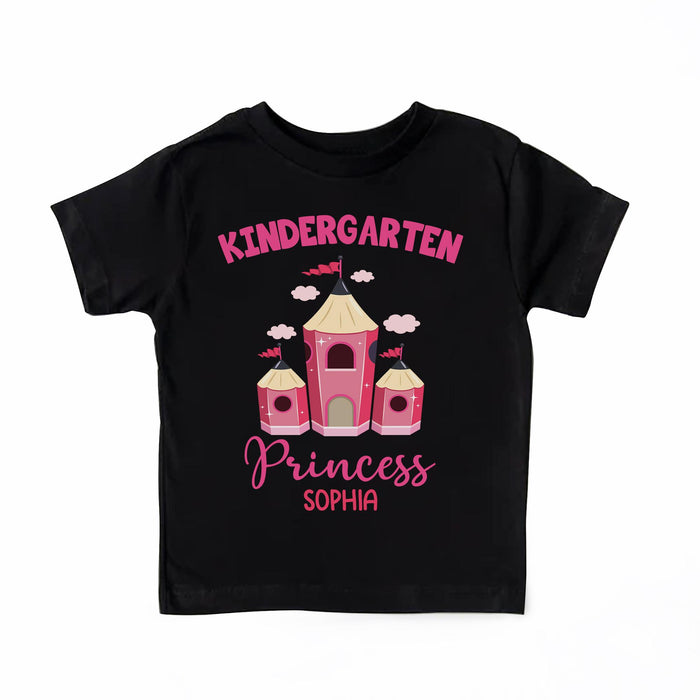 Personalized T-Shirt For Kids Princess Palace Funny Pink Pencil Design Custom Name Level Back To School Outfit