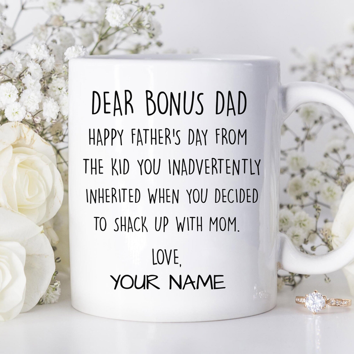 Personalized Ceramic Coffee Mug For Bonus Dad Happy Father's Day Custom Kids Name 11 15oz Coffee Cup