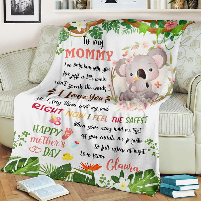 Personalized To My Mommy Blanket From Newborn Son Daughter Happy 1st Mother'S Day Cute Koala & Flower Printed