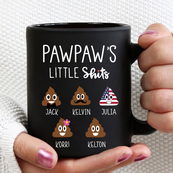 Personalized Ceramic Coffee Mug For Grandpa Pawpaw's Little Shits Funny Shit Custom Grandkids Name 11 15oz Cup