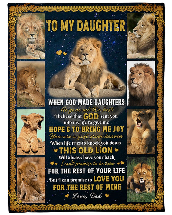 Personalized Blanket To My Daughter From Dadbring Me Joy Old & Baby Lion Print Galaxy Background Custom Name