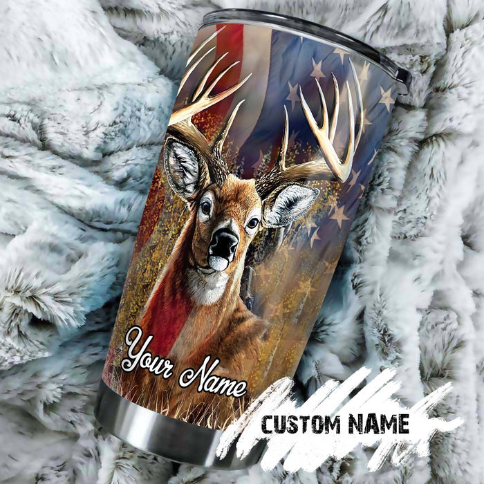 Personalized Tumbler Gifts For Grandpa From Grandkids Best Buckin Grandpa Deer Hunting Lovers Custom Name Travel Cup
