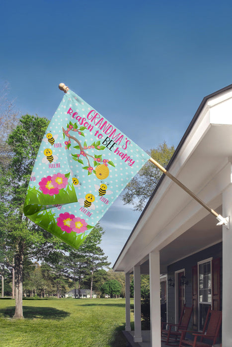 Personalized Garden Flag For Nana Grandma's Reason To Bee Happy Flower Custom Grandkids Name Welcome Flag Gifts