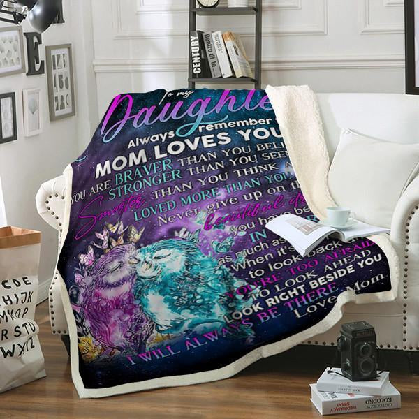 Personalized To My Daughter Sloth Galaxy Fleece Sherpa Blanket From Mom Always Remember That Mom Love You Custom Name