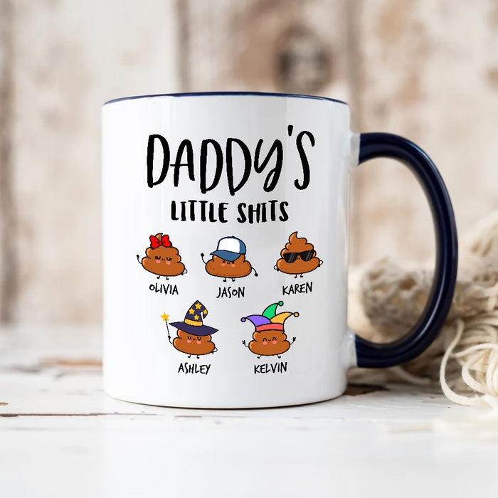 Personalized Coffee Mug For Dad From Kids Note Background Daddy's Little Shits Custom Name Accent Cup Fathers Day Gifts