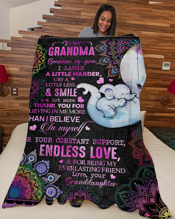 Personalized To My Grandma Blanket From Grandchildren Elephant I Laugh A Little Harder Custom Name Gifts For Christmas