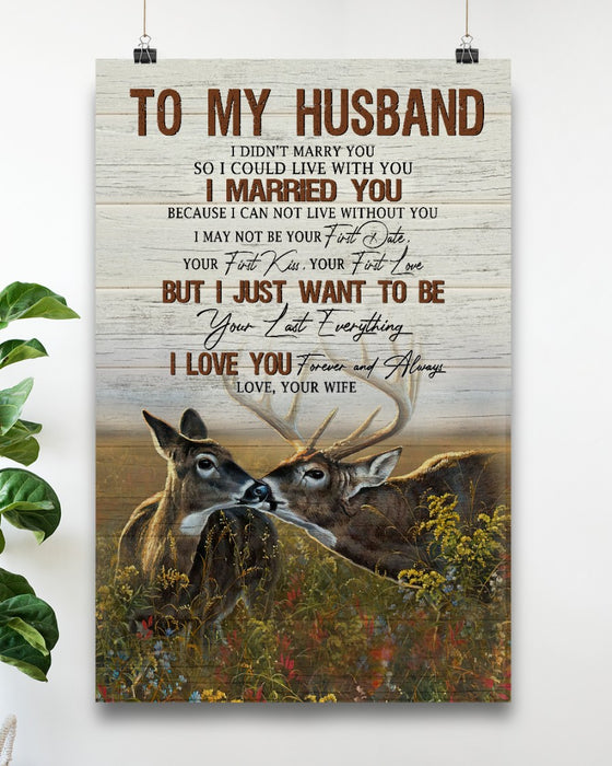 Personalized To My Husband Canvas Wall Art From Wife Deer Couple I Can Not Live Without You Vintage Custom Name Poster