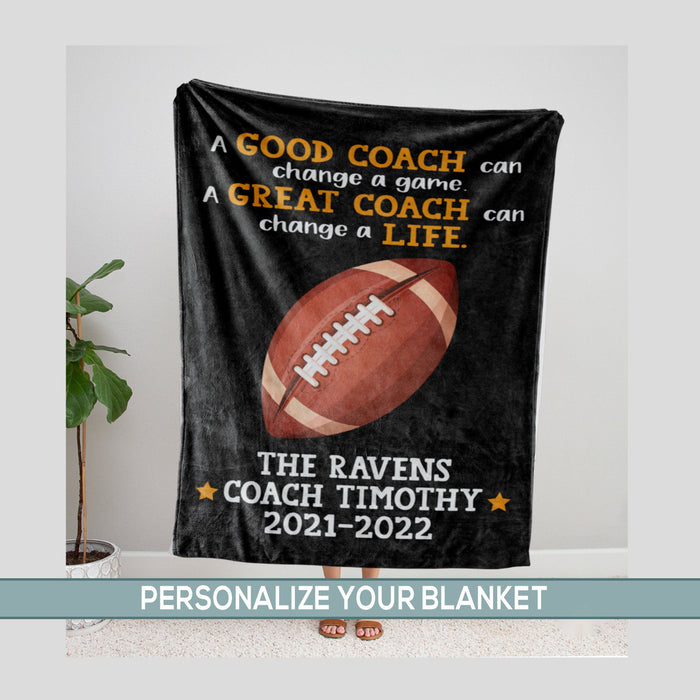 Personalized Blanket For Football Coach Men Women A Good Coach Can Change A Game Custom Name Thank You Gifts For Xmas