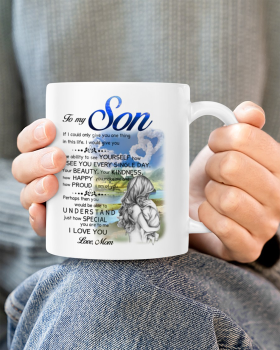 Personalized To My Son Coffee Mug From Mom Hugging Understand How Special You Custom Name White Cup Birthday Gifts
