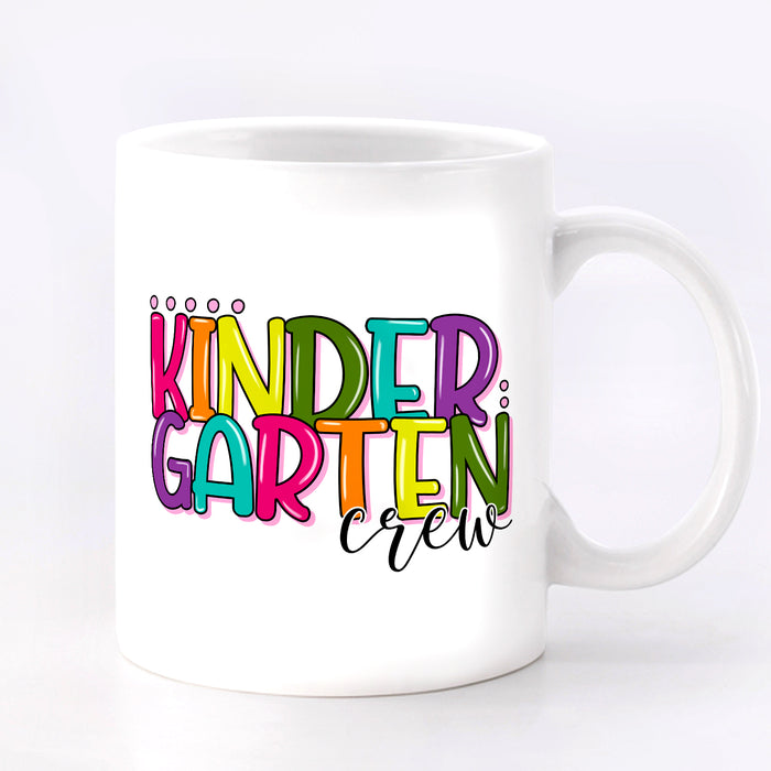 Personalized Back To School Mug Kindergarten Crew Colorful Design Custom Grade Level 11 15oz Ceramic Coffee Cup