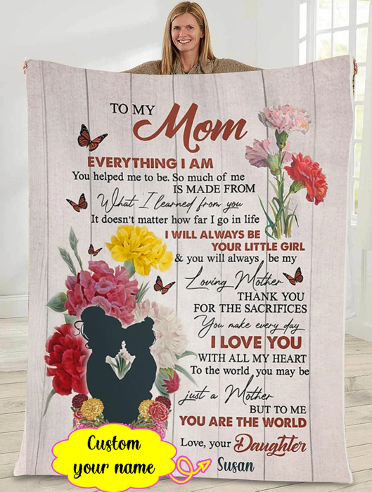 Personalized Blanket To My Mom Color Carnation Mother Holding Baby Girl Blanket For Mothers Day Custom Name