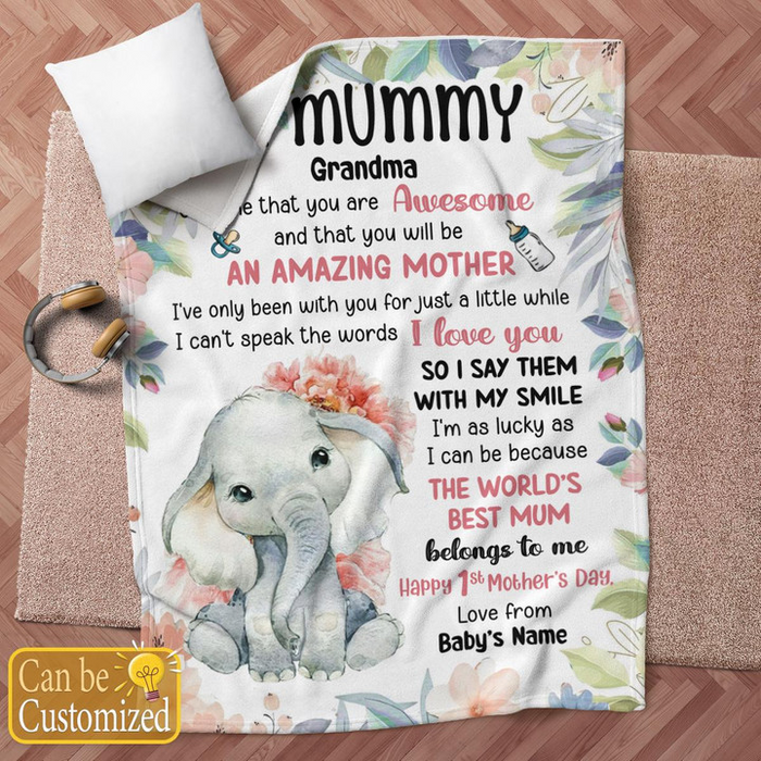 Personalized Blanket For New Mom Grandma Told Me You Are Awesome Elephant Custom Name Gifts For First Mothers Day