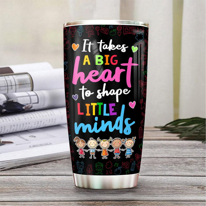 Personalized Travel Cup For Teacher Cute Kids It Takes Big Heart To Shape 20oz Tumbler Custom Name Back To School Gifts