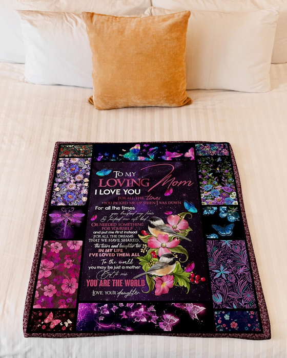 Personalized To My Loving Mom Fleece Blanket From Daughter Print Flower & Sparrow I Love You For All The Times