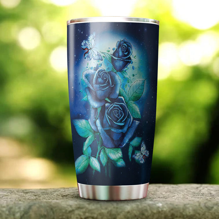 Personalized Tumbler To Mommy Blue Roses Love You With All My Heart Gifts For Mom Custom Name Travel Cup For Birthday